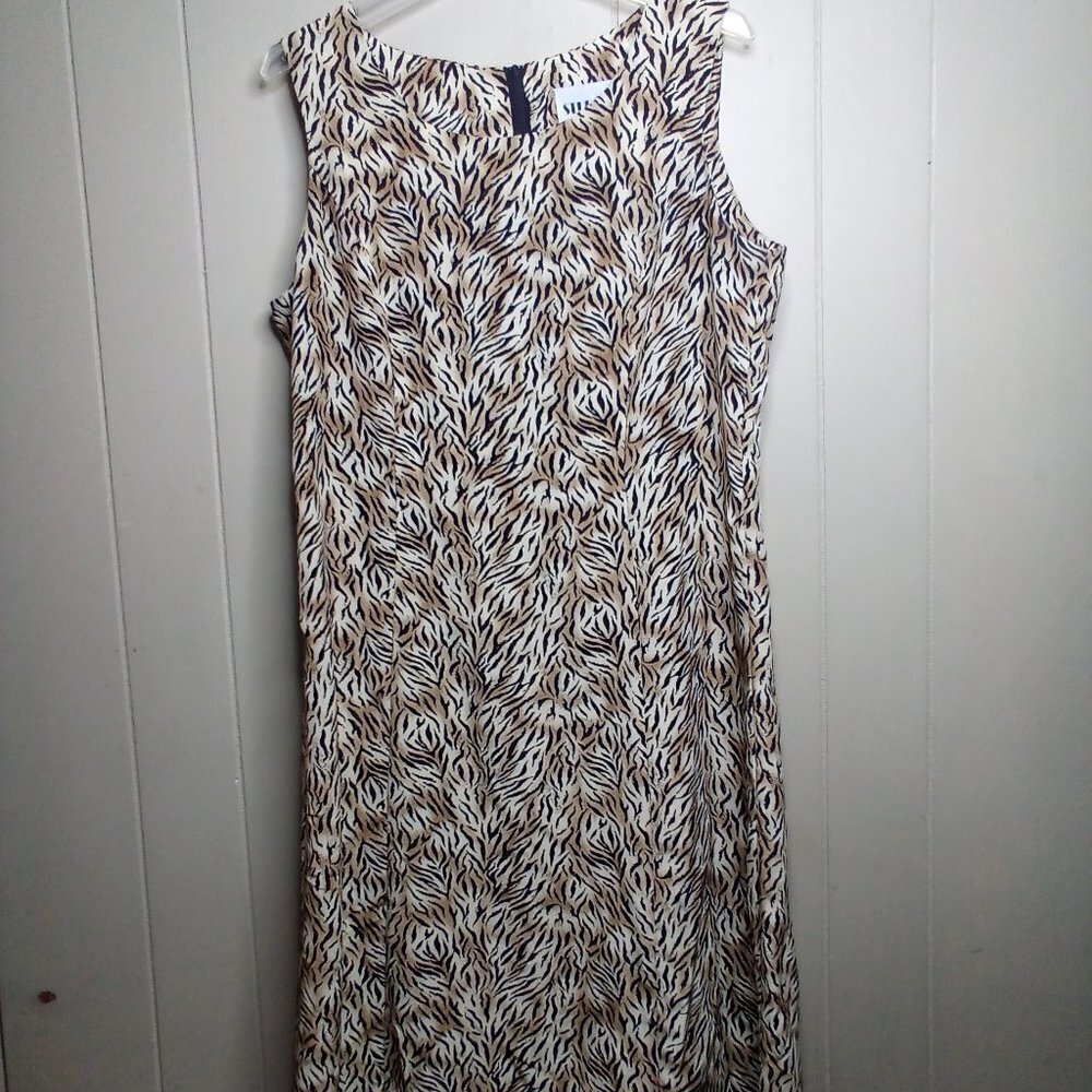 Studio I Sleeveless Dress 14 Animal Print Brown Black